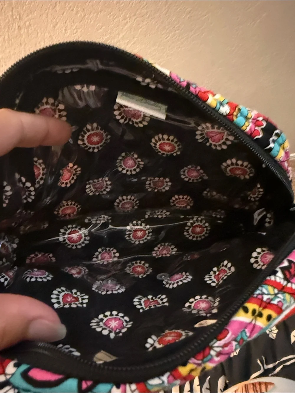 Vera Bradley Retired Black Floral Paisley Cosmetic Case